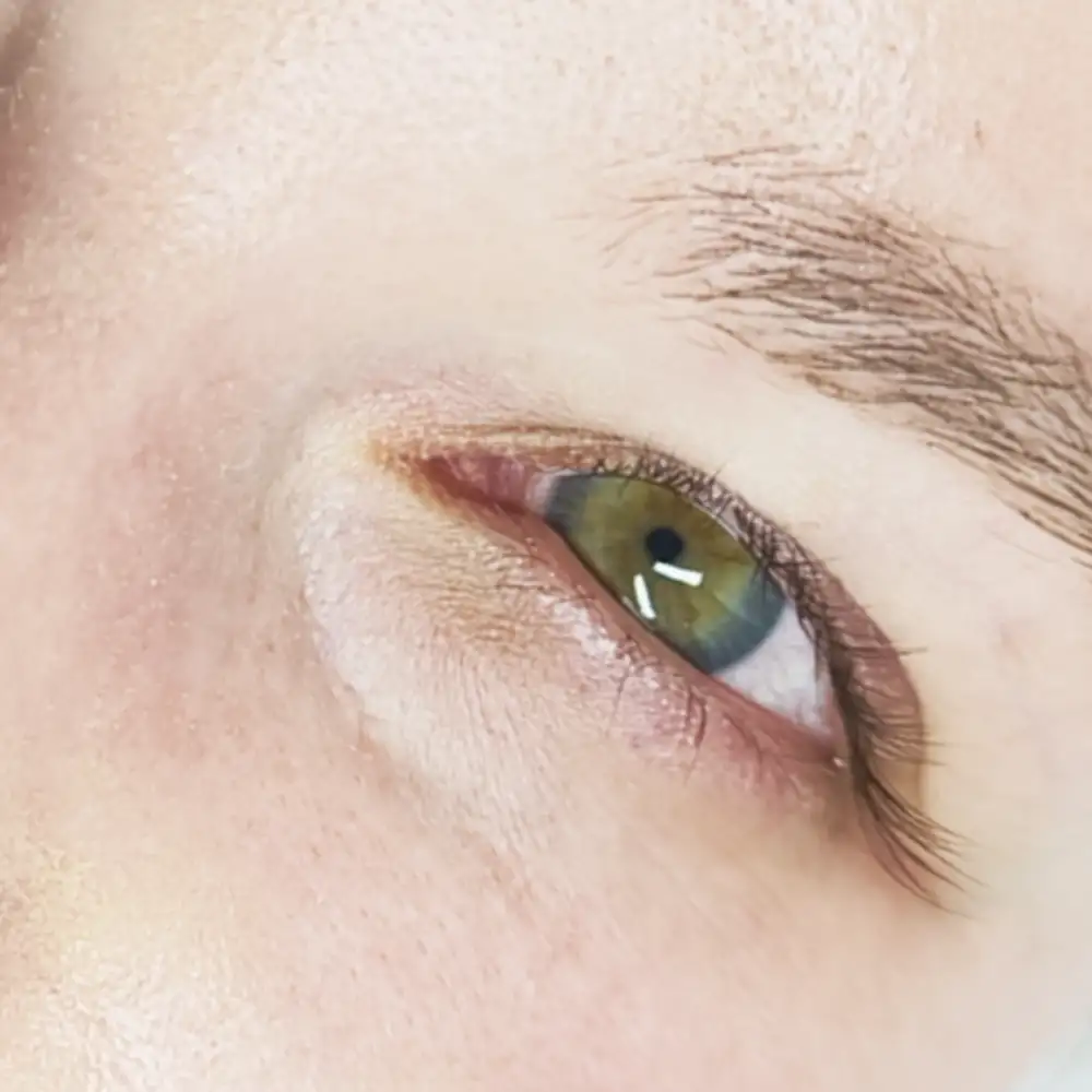 Pred ošetrením: Luxusný pohľad - trvalá mihalníc + farbenie a botox (LashLift) – Klientka, 31 r. — silný lifting mihalníc (3. pohľad)